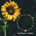 wholesale 14K Gold Solid Rose Sunflower Anklet Bracelet for Women - Birthday & Christmas Gifts for Her/Mom - Beach Foot Jewelry (9 Inches)-0-2
