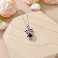 wholesale 925 Sterling Silver Mushroom Pendant Necklace With Black Onyx Platinum Plated-0-23
