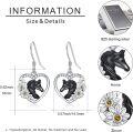 wholesale 925 Sterling Silver Heart-Shaped Black Horse Head with Daisy Flowers Dangle Earrings for Women Gifts-0-5