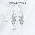 wholesale 925 Sterling Silver Hummingbird Heart-Shaped Crystal Dangle Earrings - Gifts for Women-0-4