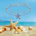 wholesale 925 Sterling Silver Blue Opal Starfish Flower Chain Bracelet for Women-0-2
