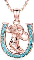 wholesale Sterling Silver Stone Western Cowboy Horseshoe Necklace Cowgirl Gift-0-6