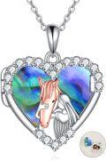 wholesale 925 Sterling Silver Heart Unicorn Pendant Necklaces with Abalone Shell and Cubic Zirconia  for Women Girls-0-0