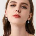 wholesale 925 Sterling Silver Blue Moonstone Snowflake Drop Earrings for Women Girls -0-1