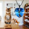 wholesale 925 Sterling Silver Blue Crystal Cat Heart Pendant Necklace s for Women and Girls-0-4