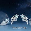 wholesale 925 Sterling Silver Star Moonstone Studs with Cubic Zirconia for Non-Pierced Ears-0-5
