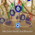 wholesale Gold Evil Eye Charm Bracelet - 14k Yellow Gold Plated Minimalist Design Birthdays Gifts for Her-0-3