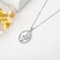 wholesale 925 Sterling Silver Oval Mother of Pearl Poppy Flower Pendant Necklace s for Women-0-3