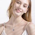 wholesale 925 Sterling Silver Blue Crystal Butterfly Heart Pendant Necklace for Women-0-4
