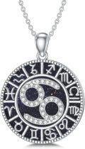 wholesale Sterling Silver Blue Sandstone 12 Zodiac Constellation Necklace for Women Men-0-11