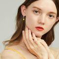 wholesale 925 Sterling Silver Yellow Crystal Teardrop Dangle Earrings-0-5