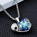 wholesale 925 Sterling Silver Heart-Shaped Pendant w/ Blue Crystal & Butterfly Charm on Black Cord (20 + Extender)-0-6