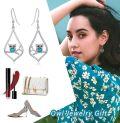 wholesale 925 Sterling Silver Turquoise Owl Teardrop Dangle Earrings-0-4