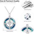 wholesale 925 Sterling Silver Blue Crystal Compass Pendant Necklace for Women - Graduation Gifts-0-3