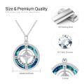 wholesale 925 Sterling Silver Blue Crystal Compass Pendant Necklace for Women - Graduation Gifts-0-3