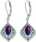 wholesale 925 Sterling Silver Opal & Abalone Shell Filigree Teardrop Dangle Earrings-0-5