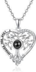 wholesale Sterling Silver Birthstone Tree of Life Heart Pendant Necklace for Women-0-0