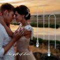 wholesale 925 Sterling Silver Rainbow Moonstone Drop Earrings White Gold Plated Long Chain Threader-0-5