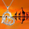 wholesale 925 Sterling Silver Love You to the Moon and Back Family Giraffes Pendant Necklaces for Women Girls Gifts-0-5