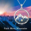 wholesale 925 Sterling Silver Round Pendant with Mountain and Gold Dot Design - Christian Jewelry for Women-0-1