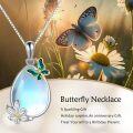 wholesale 925 Sterling Silver Opalite Teardrop with Enamel Butterfly and Daisy Charm Necklace for Women Gifts-0-5
