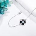 wholesale 925 Sterling Silver Compass Moonstone Initials Charm Bracelet for Women Girls Gifts-0-2