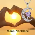 TOUPOP Sterling Silver Alexandrite Moon Star Pendant Necklace-0-2