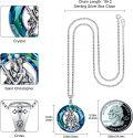 wholesale 925 Sterling Silver Round Blue Crystal Saint Christopher Catholic Protection Pendant Necklace-0-5