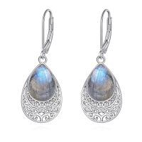 wholesale 925 Sterling Silver Labradorite Teardrop Filigree Leverback Earrings-G-filigree labradorite