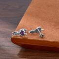 wholesale 925 Sterling Silver Purple Crystal Dragon Stud Earrings for Women - Christmas Gift & Birthday Present-0-4
