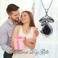 wholesale 925 Sterling Silver Mushroom Pendant Necklace With Black Onyx Platinum Plated-0-19