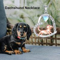 wholesale Sterling Silver Birthstone Dachshund Necklace Dog Lover Gift-1-Moonstone