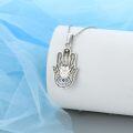 wholesale 925 Sterling Silver Skull Hamsa Hand Pendant with Blue Evil Eye and Skeleton Design Necklace-0-1