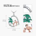 wholesale 925 Sterling Silver Heart Necklace With Palm Tree And Flamingo Design Engraved I Love You Forever-0-1