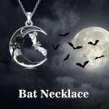 wholesale 925 Sterling Silver Crescent Moon Black Rose Bat Pendant Gothic Necklace -0-1