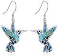 wholesale 925 Sterling Silver Abalone Shell Inlay Hummingbird Drop Earrings for Women-0-0