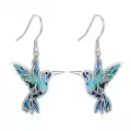 wholesale 925 Sterling Silver Abalone Shell Inlay Hummingbird Drop Earrings Wholesale for Women-0-0