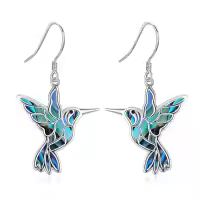 wholesale 925 Sterling Silver Abalone Shell Inlay Hummingbird Drop Earrings Wholesale for Women-Hummingbird