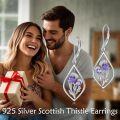 wholesale 925 Sterling Silver Scottish Thistle Dangle Drop Charm Earrings for Women-0-1