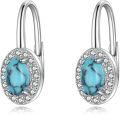 wholesale 925 Sterling Silver Turquoise Earrings 15.8x6mm Simple Elegant Gift for Her-0-0