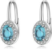 wholesale 925 Sterling Silver Turquoise Earrings 15.8x6mm Simple Elegant Gift for Her-turquoise