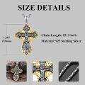 wholesale 925 Sterling Silver Gold Plated Jesus Christ INRI Cross Crucifix Pendant Necklace for Men & Women-0-2