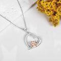wholesale 925 Sterling Silver Frog Heart-Shaped Pendant Necklace Animal  for Her-0-4