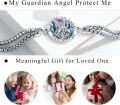 wholesale 925 Sterling Silver My Guardian Angel Protect Me Charm Bracelet with Abalone Shell and Chain for Men Women-0-5
