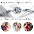 wholesale 925 Sterling Silver My Guardian Angel Protect Me Charm Bracelet with Abalone Shell and Chain for Men Women-0-5