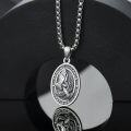 wholesale 925 Sterling Silver Praying Hands Medal Pendant Necklaces Religious Protection Charm Jewelry for Men Women-0-2