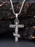 wholesale 925 Sterling Silver Crucifix Cross Pendant Necklace  for Men & Women - Religious  Sets Wholesale w/ 24  and Box Packaging-0-4