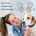 wholesale 925 Sterling Silver Stethoscope & Paw Print Stud Earrings for Nurses' Gifts-0-2