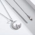wholesale 925 Sterling Silver Fox in Crescent Moon Celtic Knot Pendant Necklaces - Hypoallergenic s for Men & Women-0-1