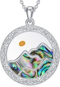 wholesale 925 Sterling Silver Abalone Shell Mountain Pendant Necklace Christian Faith Jewelry for Women-01-Mountain